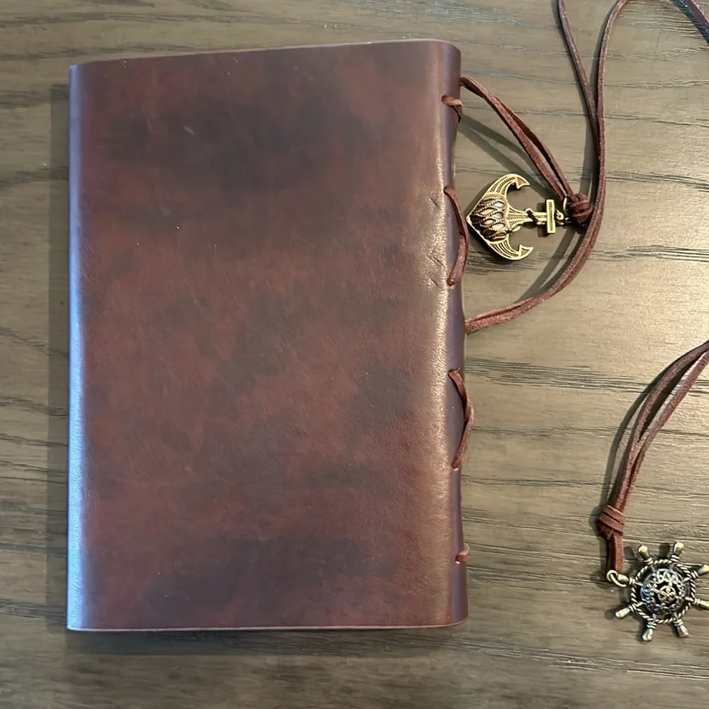 Journal w Faux Leather Cover and Nautical Charms